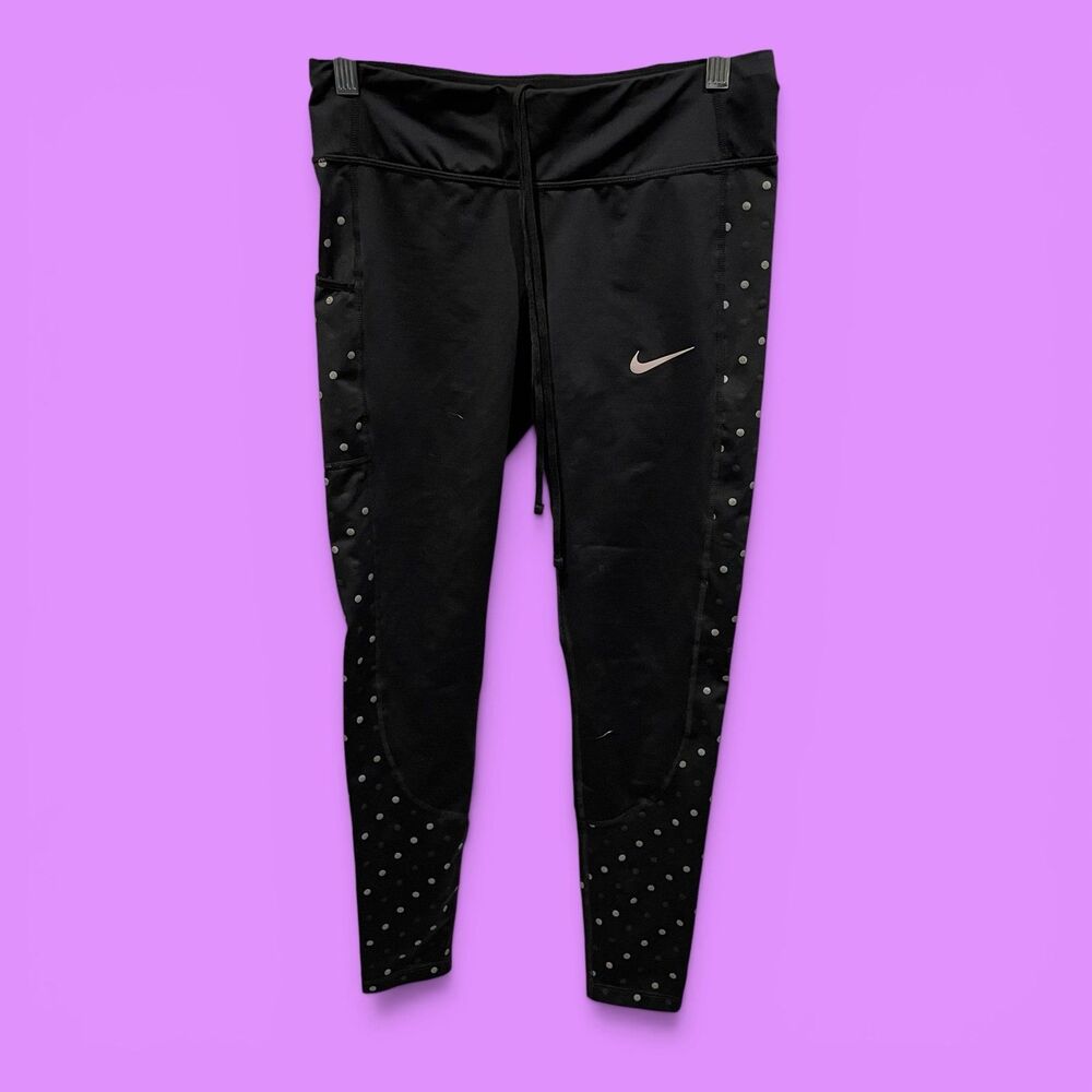 Cute Nike Dri-Fit polka dot pocket leggings mesh workout sweat running yoga
